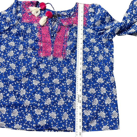 J.CREW BEAUTIFUL embroidered 100% cotton voile top in block print Size M coastal - Picture 7 of 16